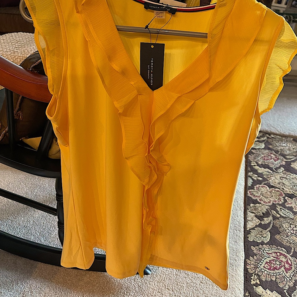 Ladies Bright Yellow Blouse. Size L